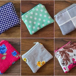 Small Fabric Zipped Handmade Coin Purse Various Colours