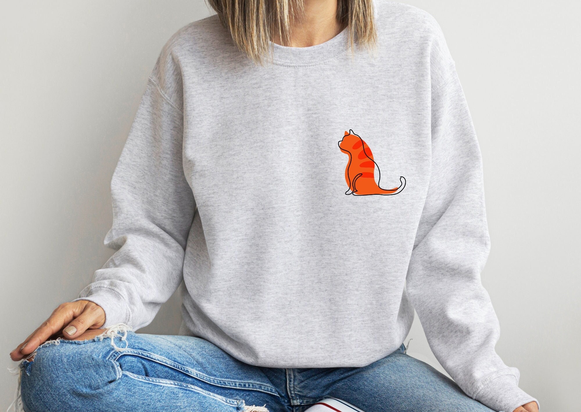 Angry Cat Face Orange Classic T-Shirt Sweatshirt - TourBandTees