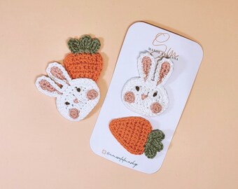 Clips para el cabello crochet Conejito de Pascua, Easter rabbit hair clips