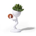 Handmade Basketball Succulent Planter: Ceramic Sports Decor