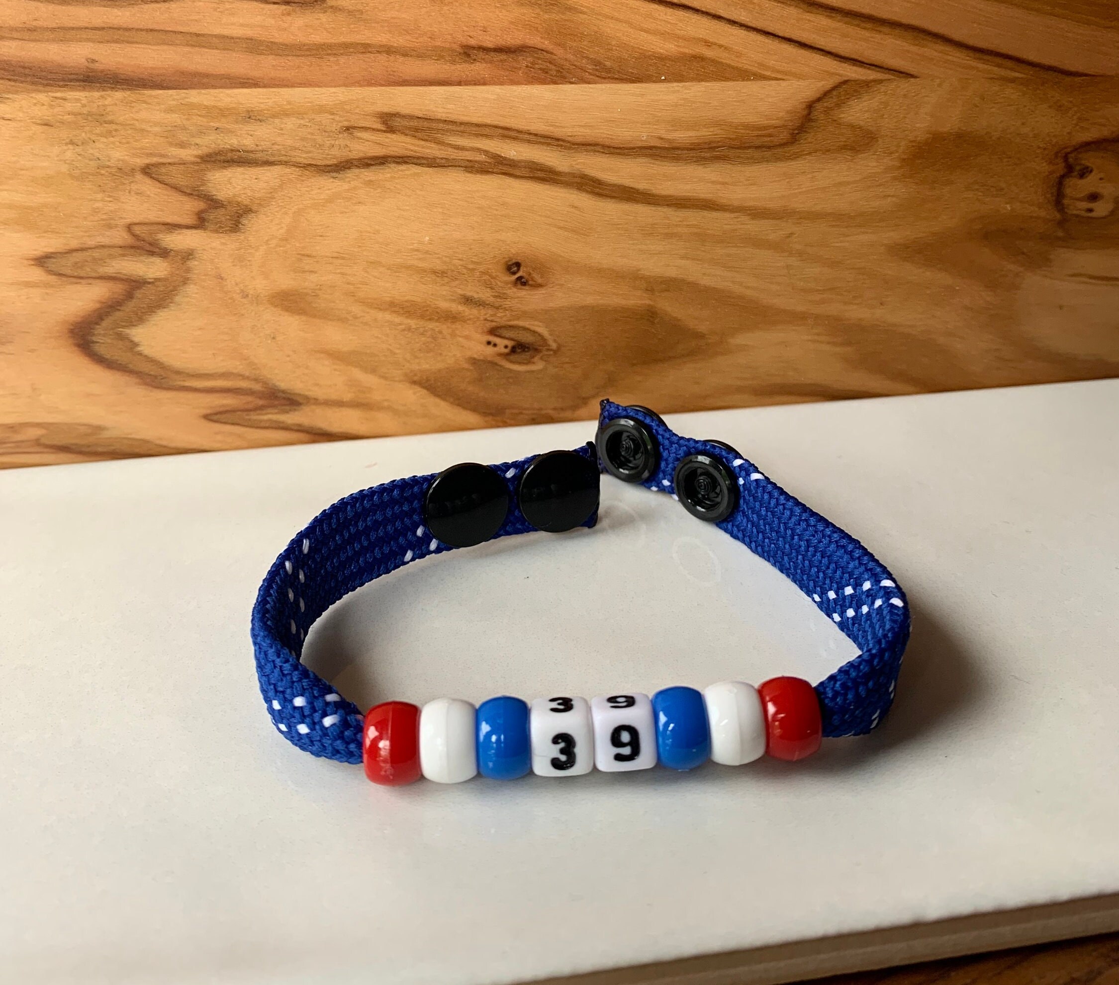 Beaded Number Hockey Lace Bracelet