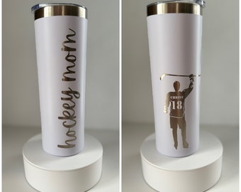 Hockey Mom Tumbler with player - Gift for hockey mom, coffee mug for mom, gift for mom, hockey gift