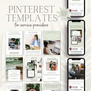 Canva Pinterest Templates for Online Service Providers OSP Gorgeous Greens + Bonus Brand Guide