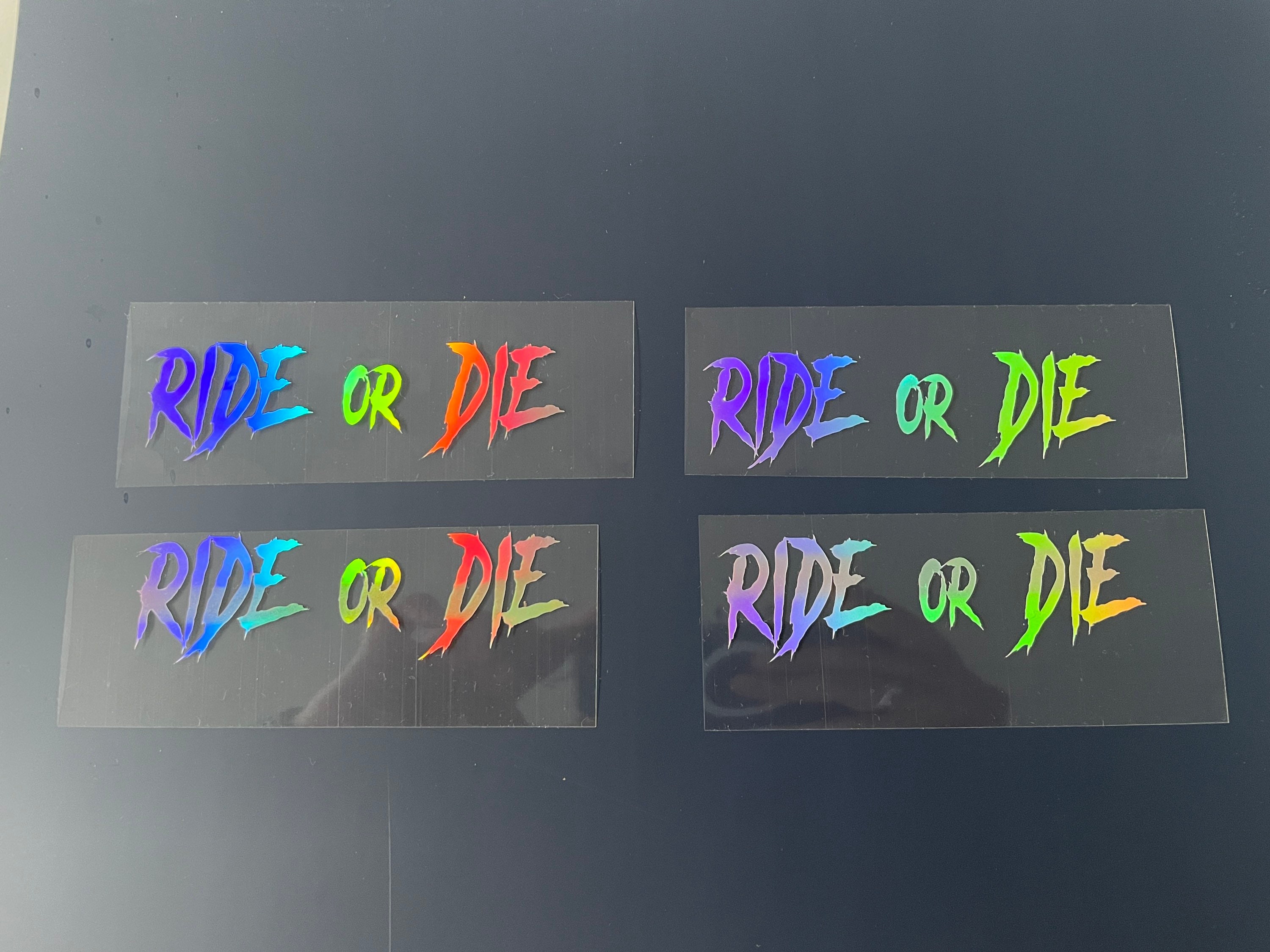 4 Adesivi Ride Or Die Impermeabili Per Auto, Bici E Laptop – Nero, Bianco, Laser E Rosso!