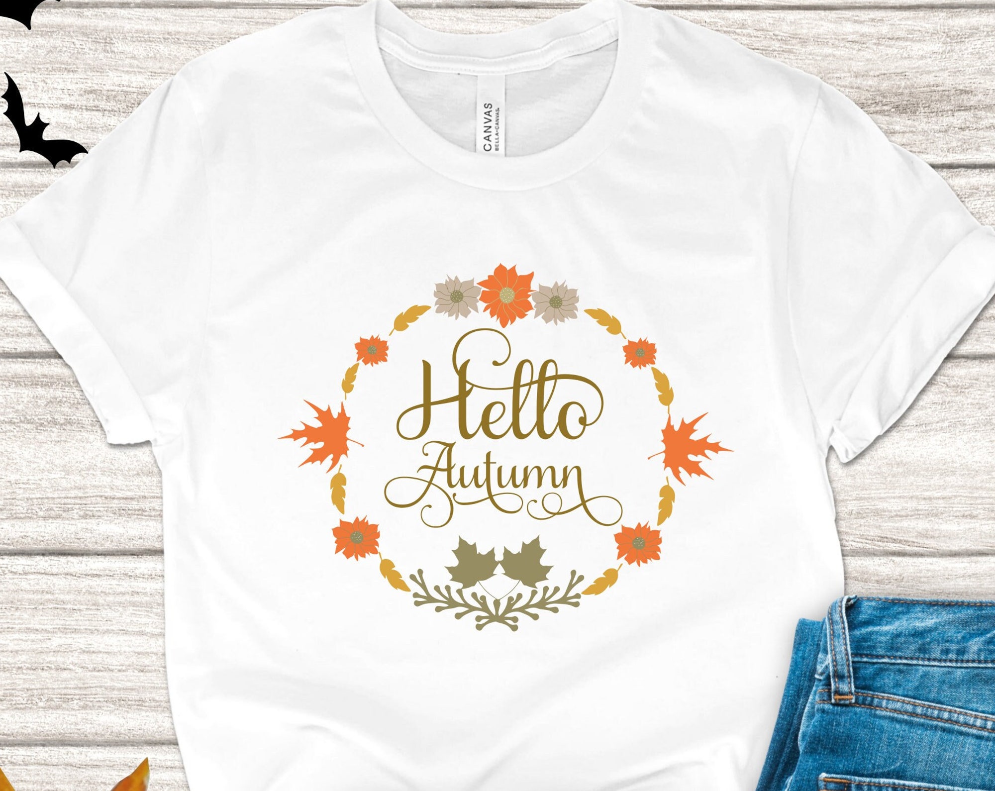 Bella Canvas Hello Autumn Halloween T-Shirt Bella Canvas Hello Autumn Halloween T-Shirt