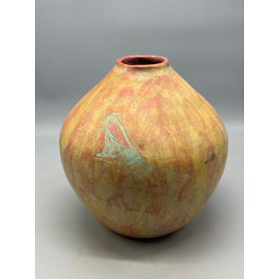 Pottery Art Vase Made in Brazil Embossed Bird Nature Brown Etsy