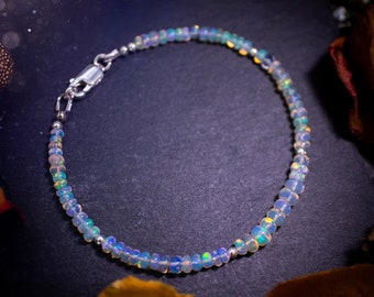 Handcrafted Ethiopian Welo Opal Bracelet: Sterling Silver, Gold Filled