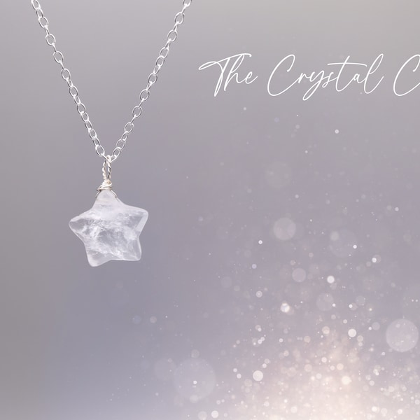 Dainty and Minimal, Natural Clear Quartz Star Pendant on a 925 sterling silver chain - For healing & mental clarity