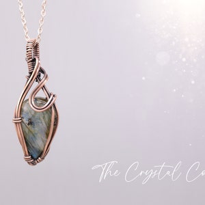 Labradorite fatta a mano in rame, collana avvolta in filo