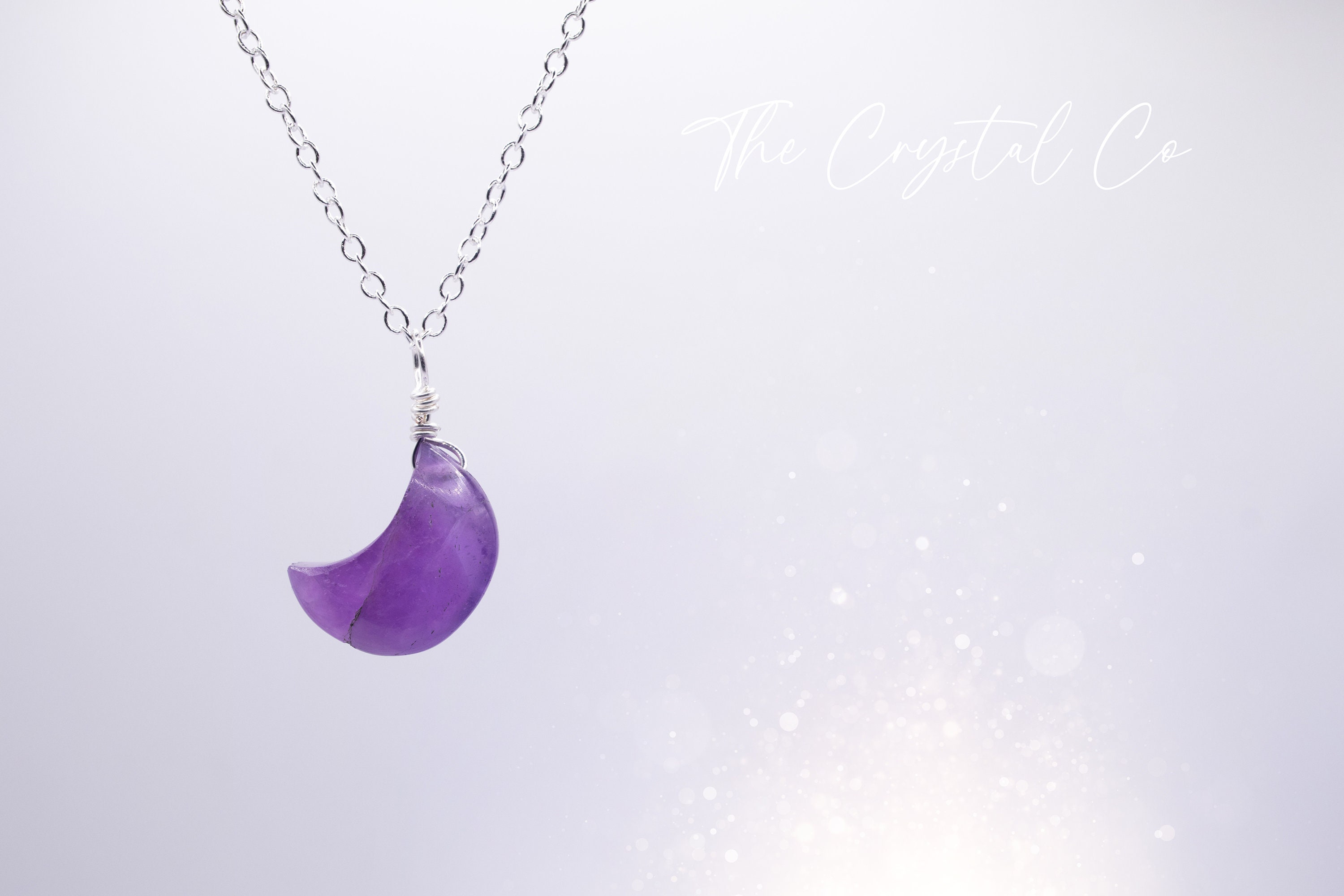 Amethyst Moon Pendant: Dainty Sterling Silver Necklace - Etsy