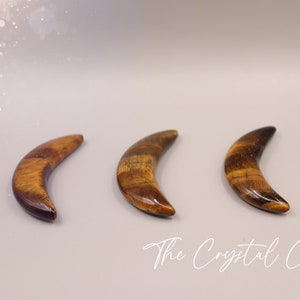 Tigers Eye Crystal Moon Carving: Natural Gemstone