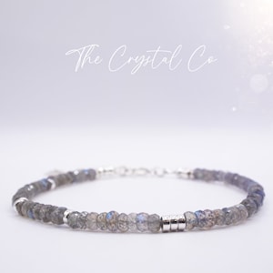 Dainty, Flashy Natural Labradorite Crystal bracelet, 3mm faceted Rondelle beads - with a choice of findings - for ritual work & protection