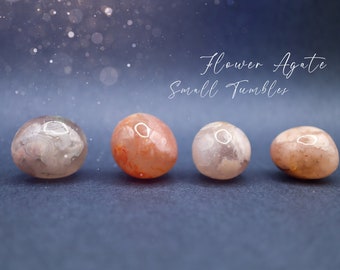 Beautiful, Small, Flower Agate tumbles - Ideal Pocket Crystal and gift - for Self-Growth and Manifestation