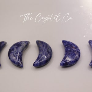Beautiful Sodalite Moon Crystal Carving, Mini Moon small size for balance and creativity