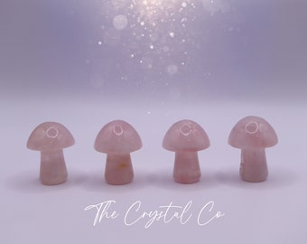 Rose Quartz Mini Mushroom: Healing Pocket Crystal Carving