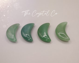 Escultura de Lua em Cristal de Aventurina Verde: Mini Pedra da Abundância