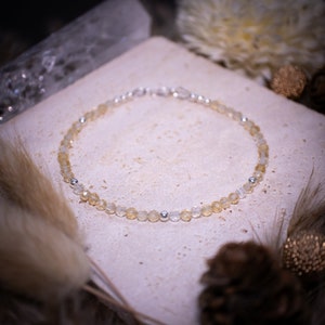 Dainty, natural citrine bracelet, 3mm faceted crystal beads - November Birthstone - customisable findings.