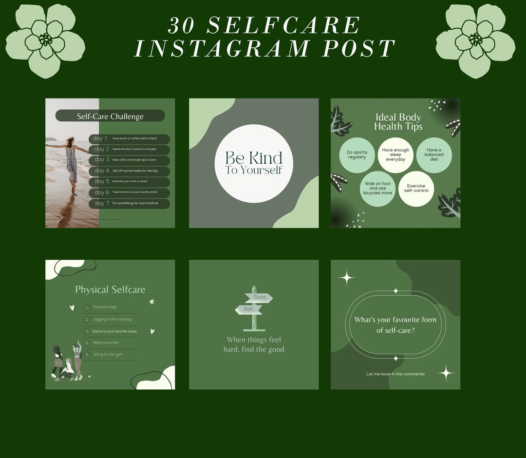 30 Self Care Instagram Post Canva Templates - Etsy