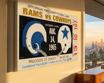 1965 Dallas at LA Football Ticket Canvas Art: Vintage Sports Wall Decor