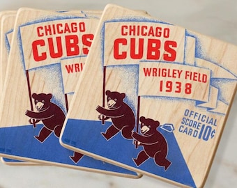 1938 Chicago Cubs Wood Coaster Set (4)