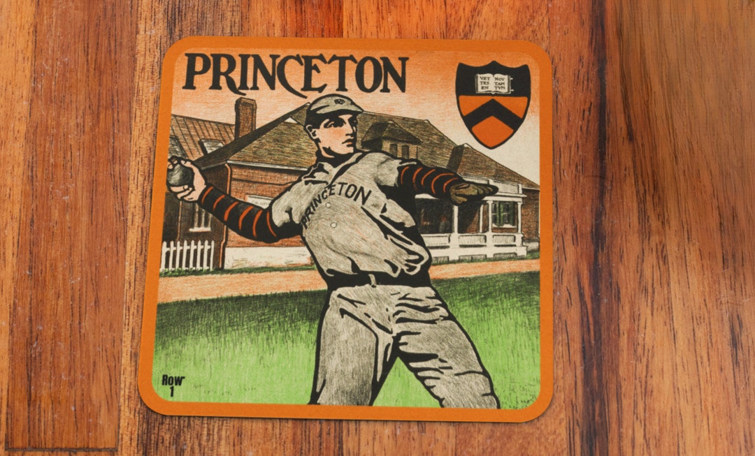 1903 Princeton Baseball Player Art Coaster Set 4 Row One Brand Vintage