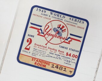 Yankees vs Dodgers 1949 World Series Ticket Coasters - Baseball Fan Gift