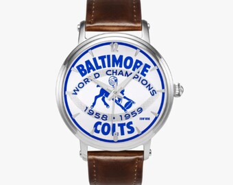 1958 Baltimore Colts World Champs Art Watch | Row One Brand | 46mm Automatic Watch | Football Watches, Collectible Sports Watches