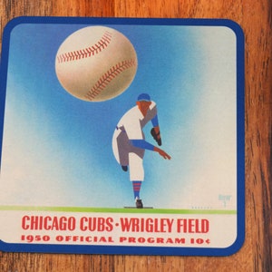 1950 Chicago Cubs Program Drink Coasters (4) | Row One Brand | Vintage Chicago Sports Gifts