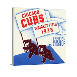 Vintage Chicago Cubs Art | 1938 Chicago Cubs Canvas Art | Row One Brand Vintage Sports Art | Chicago Scorecard Canvas, Vintage Baseball Art