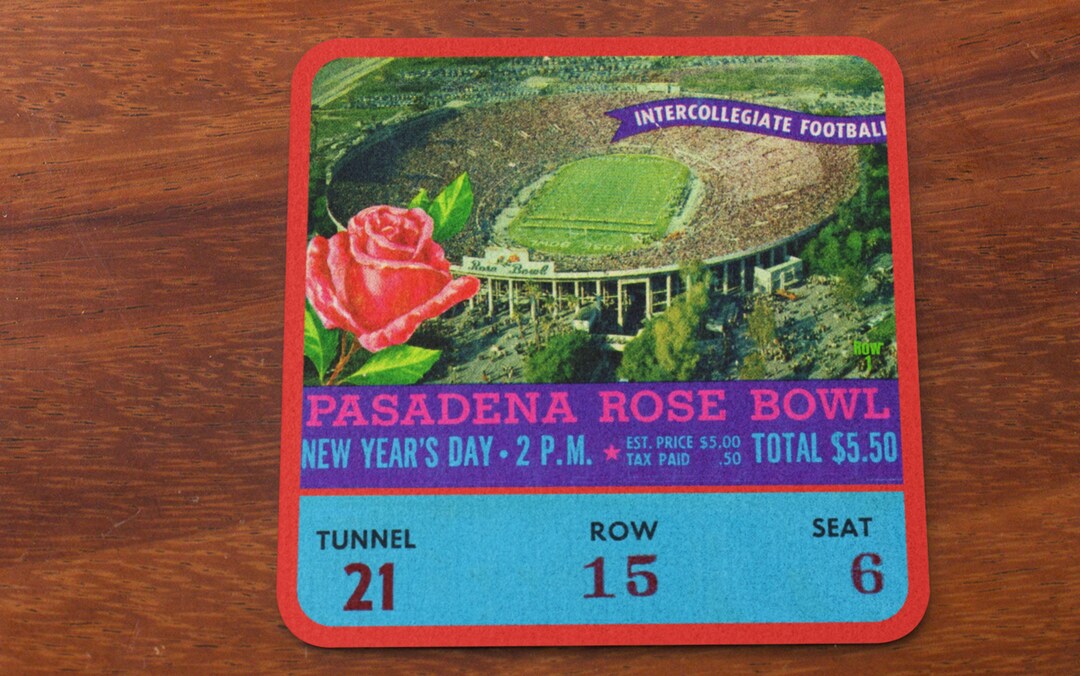 1959 Rose Bowl Football Ticket Drink Coasters 4 Row One Etsy