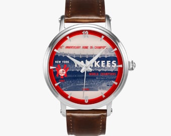 1963 NY Yankees Baseball Art Watch: Automatic Stainless Steel, Leather Band