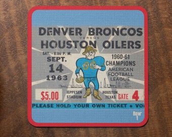 1963 Houston Oilers Ticket Stub Coasters: Vintage Football Gift
