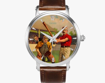 1895 Baseball Art Watch | 46mm Automatic Watch | Row One Brand | Historic Sports Art Watches | Luxury Watches with Vintage Sports Graphics