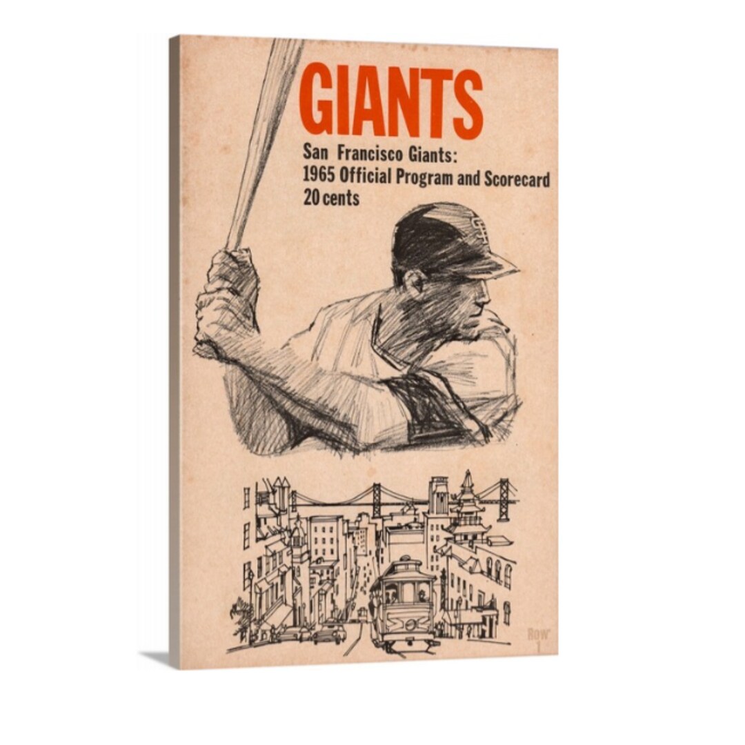 1965 San Francisco Giants Score Card Art 36 X 24 Inch Canvas Baseball