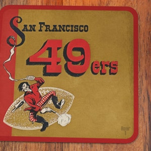 1958 San Francisco 49ers Art Drink Coasters (4 Piece Wood Set) | Row One Brand | Historic Football Gift Ideas, Vintage Football Collectibles