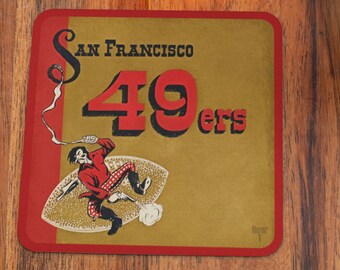 1958 49ers Art Coasters: Historic Football Gift, Wood Set
