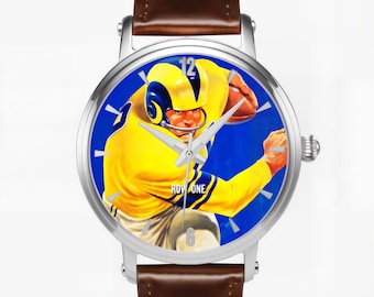 1959 LA Football Art Armbanduhr: 46 mm Automatik Edelstahl, Lederband
