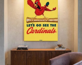 Cardinals 24 x 36 inch Canvas Art: Vintage Baseball Ticket Stub Print