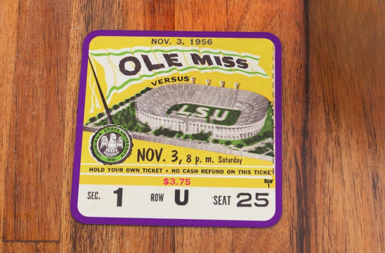 1956 Ole Miss Vs. LSU Football Ticket Drink Coasters 4 Row Etsy