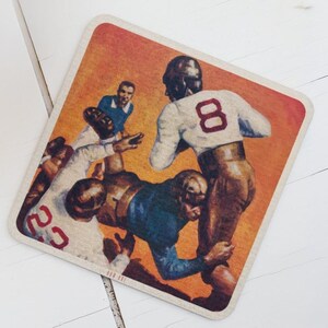 1931 Football Art Coaster Set | Luxury Coaster Sets | Drink Coasters (4 Piece) | Row One Brand | Unique Sports Gifts | Football Gifts
