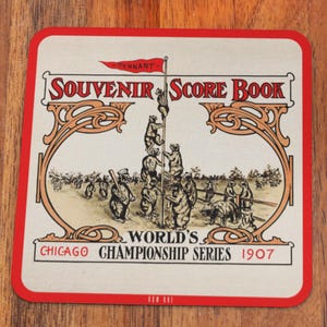 1907 Chicago Cubs World Series Coasters: Birch Wood Baseball Art (Set of 4)