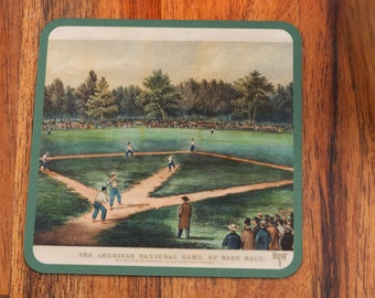 1866 Elysian Fields Baseball Art | The American National Game | Drink Coaster Set | Row One Brand | Sports Gift Ideas, Vintage Baseball Art