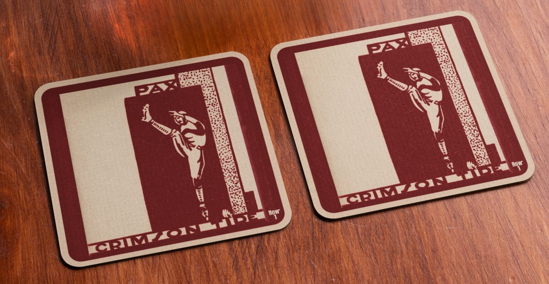 1930 Alabama Football Art Drink Coaster Set 4 Row One Brand Historic