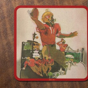 Christmas Stocking Stuffers: 1967 San Francisco 49ers Football Art Drink Coasters (4 Piece Wood Set) | Row One Brand Gifts |