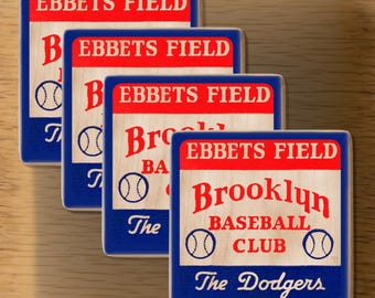 Ebbets Field Brooklyn Dodgers Coasters: 1939 Baseball Memorabilia (Set of 4)