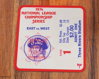 1974 Pittsburgh Pirates Ticket Stub Coasters: Baseball Fan Gift