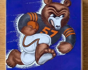 Set of (4) 1943 Chicago Bears Art Wood Coasters: Vintage Art