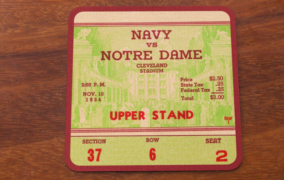 1934 Navy Vs Notre Dame Football Ticket Drink Coasters 4 Etsy 1934-navy-vs-notre-dame-football-ticket-drink-coasters-4-etsy