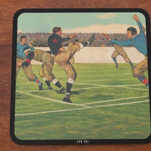 1901 Football Art Coaster Set | Luxury Coaster Sets | Drink Coasters (4 Piece) | Row One Brand | Unique Sports Gifts | Football Gifts