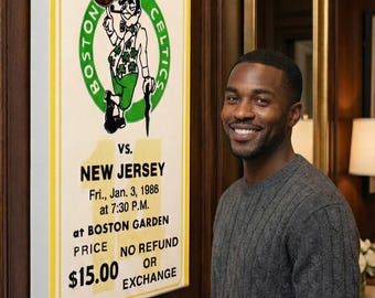 1986 Boston Basketball Ticket Canvas